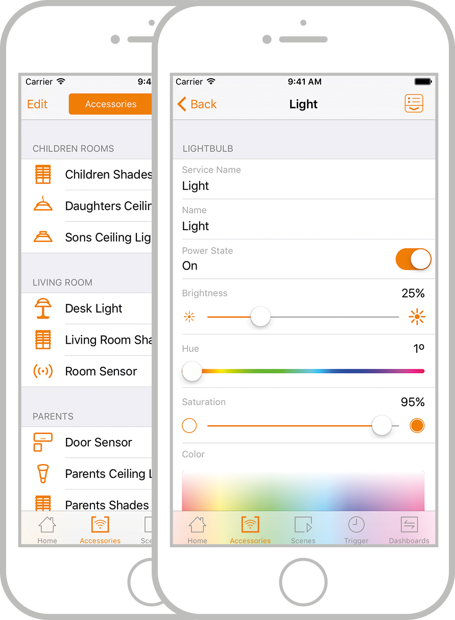 MyHomes accessory and accessory details screenshot